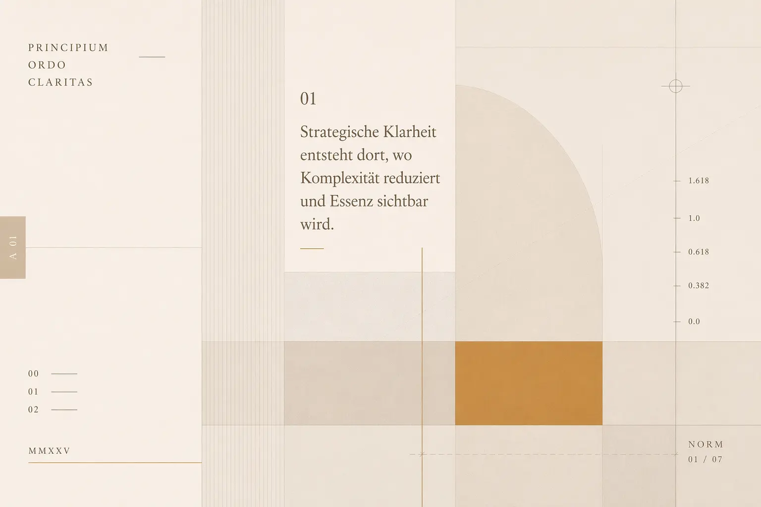 Ruhiges, geometrisches Schlüsselbild des Studios